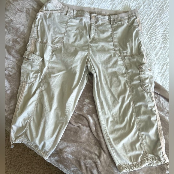 Style & Co  womens plus size 22W Cargo Capris Pants Stonewall color - Picture 2 of 13